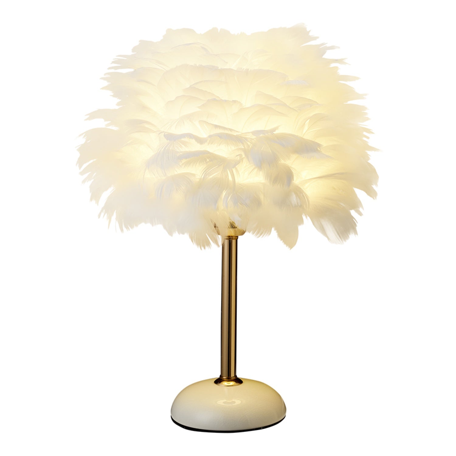 Faux Feather White LED Bedside Lamp