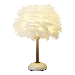 Faux Feather White LED Bedside Lamp