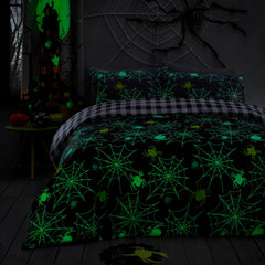 Halloween Spiders Glow in the Dark Reversible Duvet Set