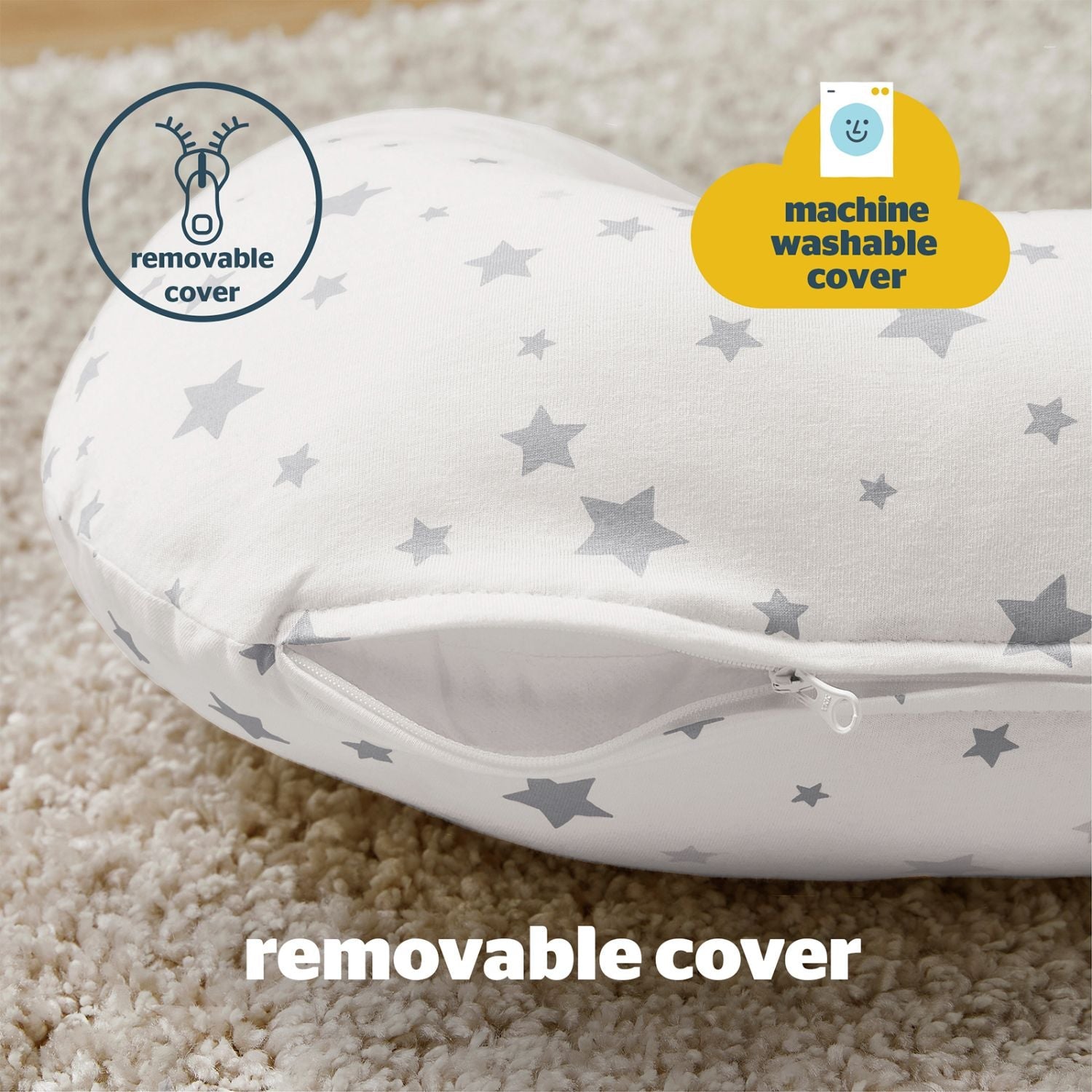 Silentnight Safe Nights Grow With Me Grey Star Pillow