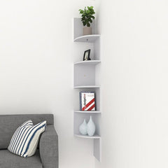 Wooden Zigzag Floating Corner Shelves 5-Tier White
