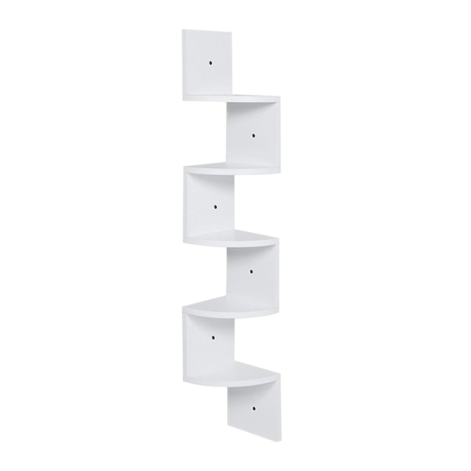 Wooden Zigzag Floating Corner Shelves 5-Tier White