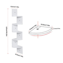 Wooden Zigzag Floating Corner Shelves 5-Tier White