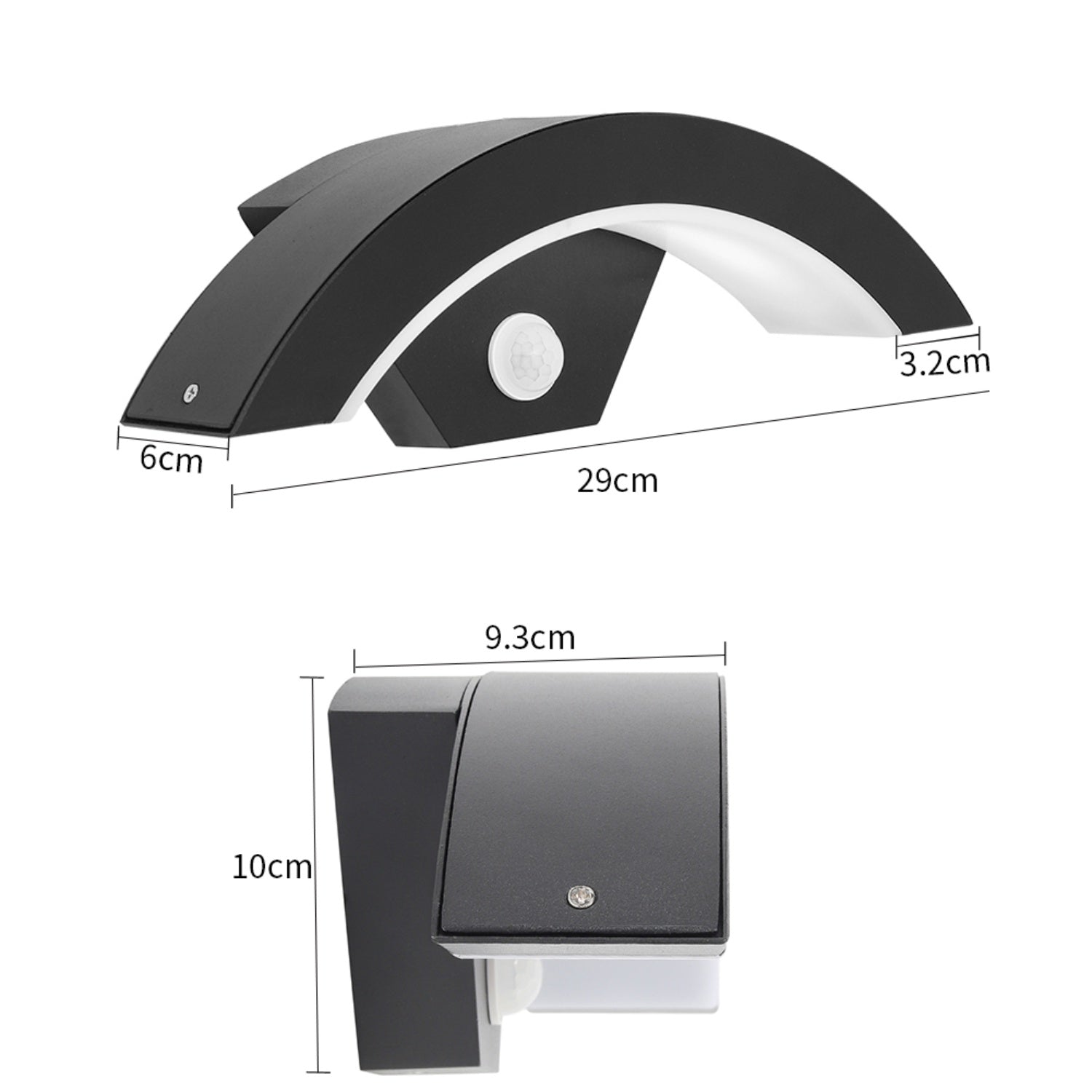 Curved Black LED Garden Induction Wall Light