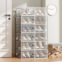 12-Piece White Stackable Plastic Shoe Organiser