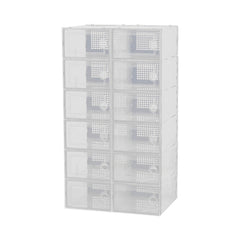 12-Piece White Stackable Plastic Shoe Organiser