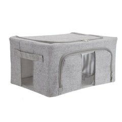 66L Grey Fabric Storage Box with Metal Frame