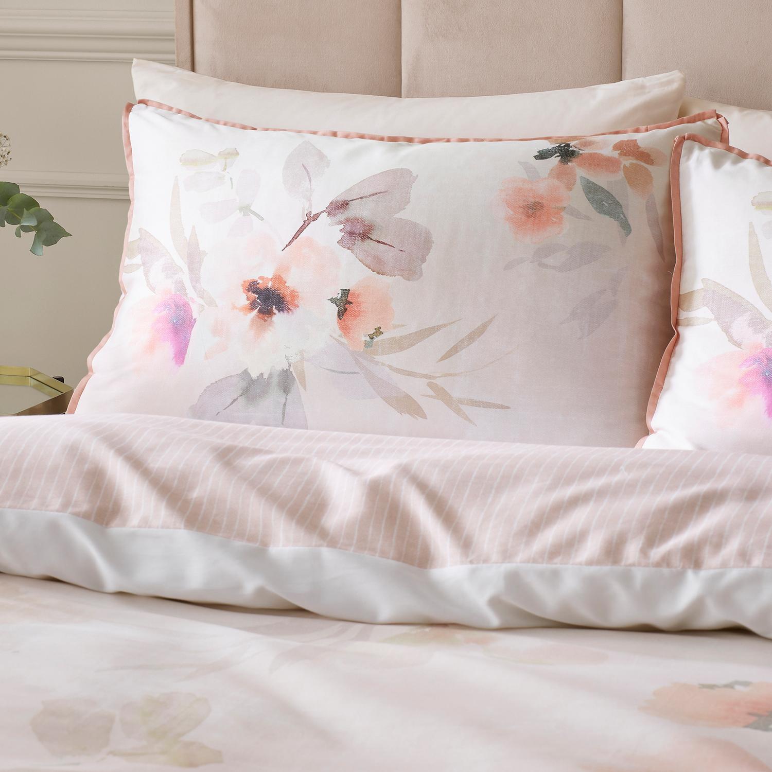Mia Floral Blooms Natural Cotton Sateen Duvet Set