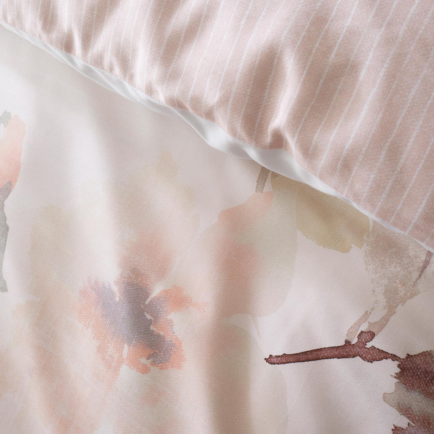 Mia Floral Blooms Natural Cotton Sateen Duvet Set
