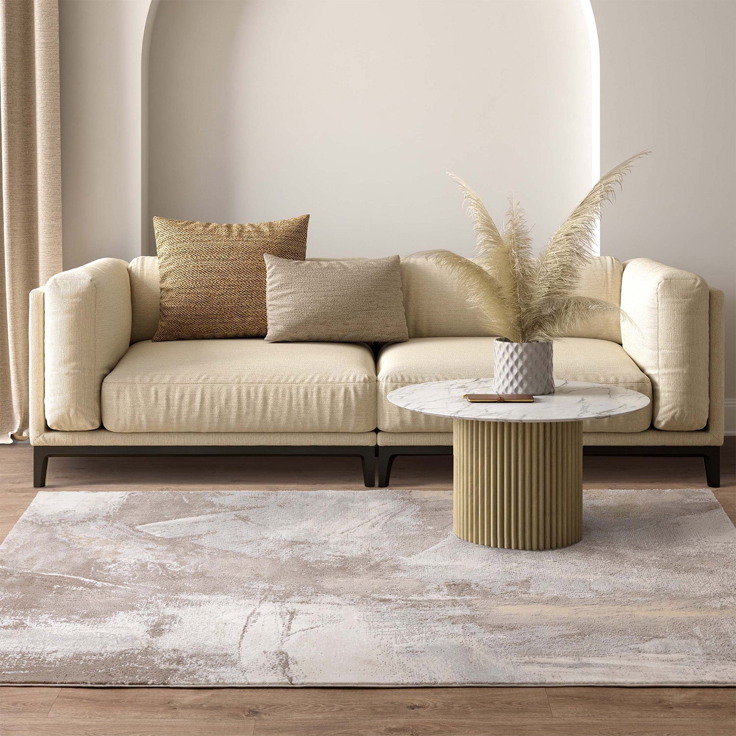Stellar ST02 Abstract Beige Rug