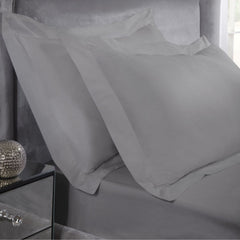 400 Thread Count Grey Cotton Oxford Pillowcases (Pair)
