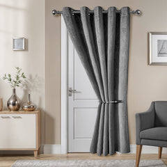 Twilight Charcoal Velvet Door Curtain