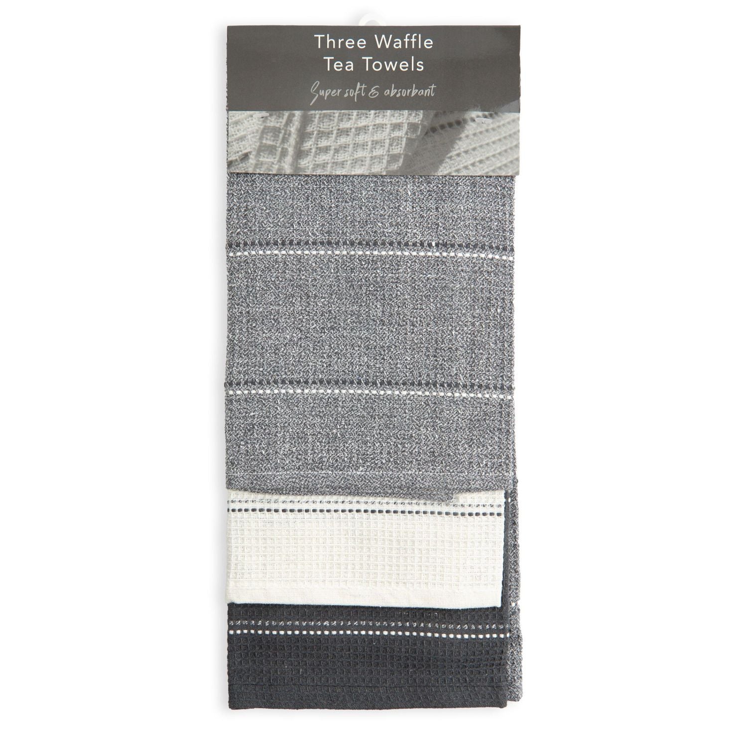 Utopia Grey 3 Pack Kitchen Tea Towel Set
