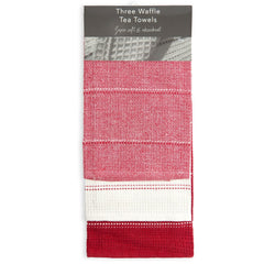Utopia Red 3 Pack Kitchen Tea Towel Set