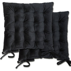 Holland Velvet Black Cushions Seat Pads (Pair)