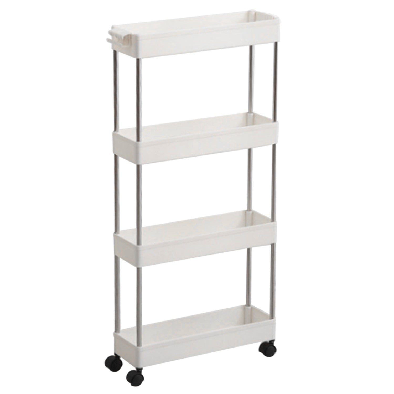 4-Tier Slim White Plastic Corner Storage Shelf
