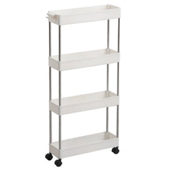 4-Tier Slim White Plastic Corner Storage Shelf