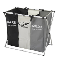 Foldable 3-Section Aluminium Frame Laundry Basket