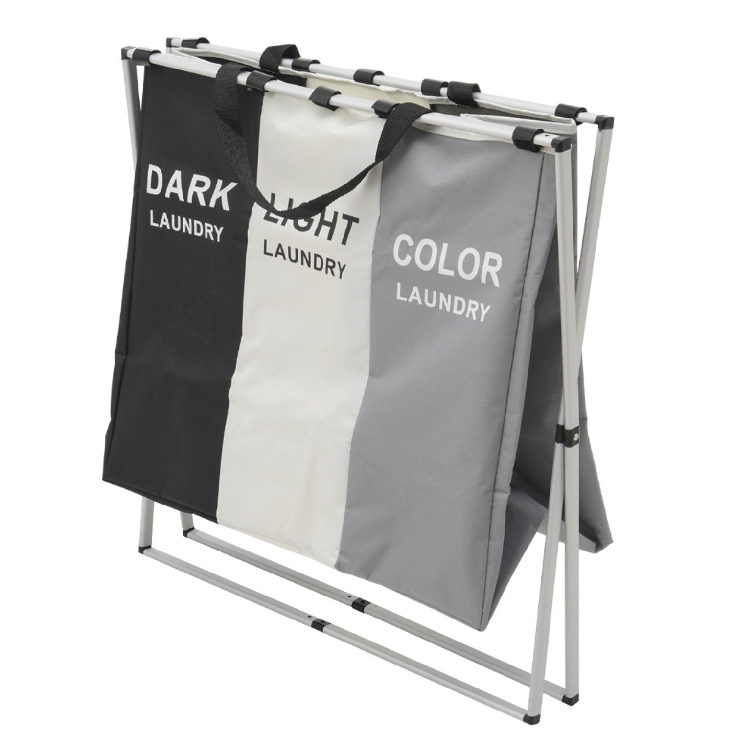 Foldable 3-Section Aluminium Frame Laundry Basket