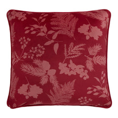 Winter Sprigs Reversible Piped Velvet Filled Cushion