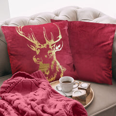 Velvet Stag Bordeaux Red Cushion Cover Pair