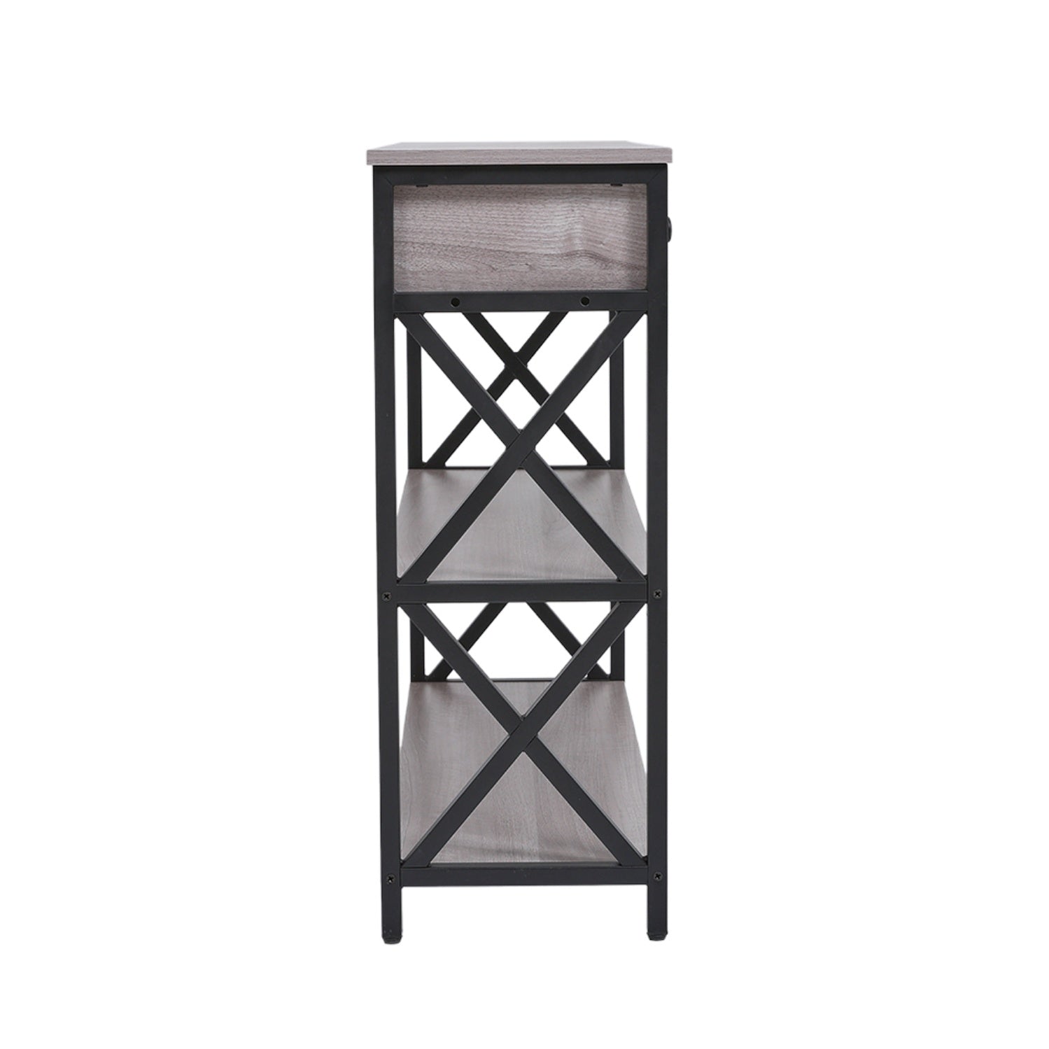 Rustic Grey Console Table with 2 Drawers & Shelves