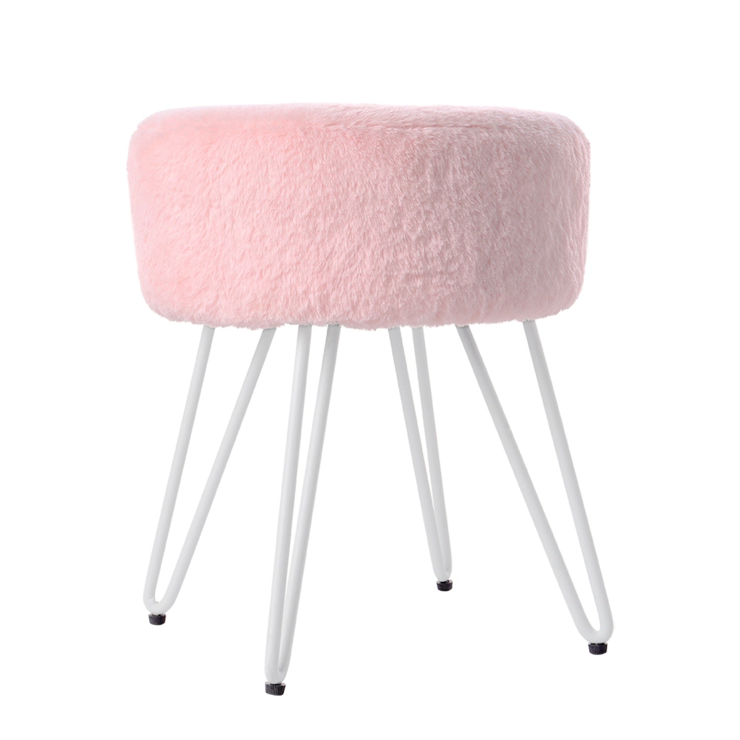 Vanity Stool Plush Pink