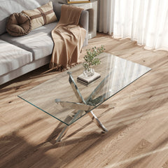 Rectangular Tempered Glass End Table