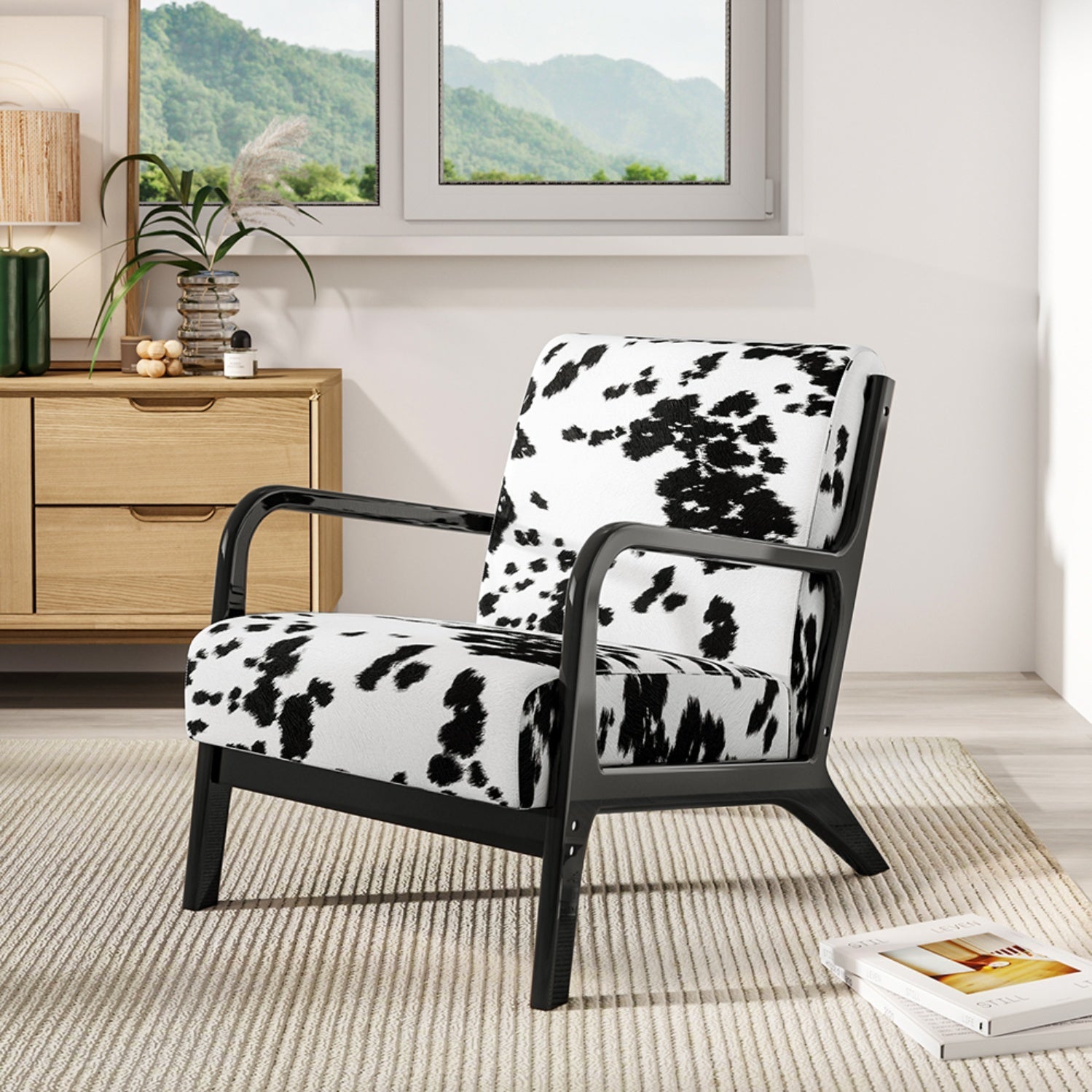 Black & White Dalmatian Spotted Velvet Armchair
