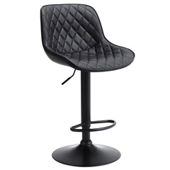Black PU Adjustable Swivel Bar Stools Set of 2