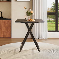 Square Black 4-Seater Folding Dining Table