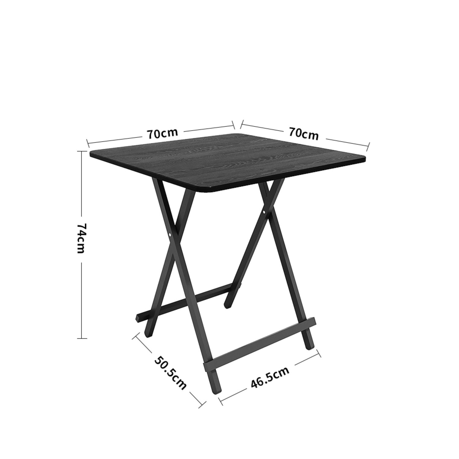 Square Black 4-Seater Folding Dining Table