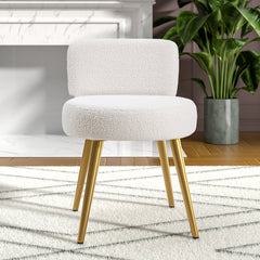Vanity Stool Teddy Fabric with Metal Legs
