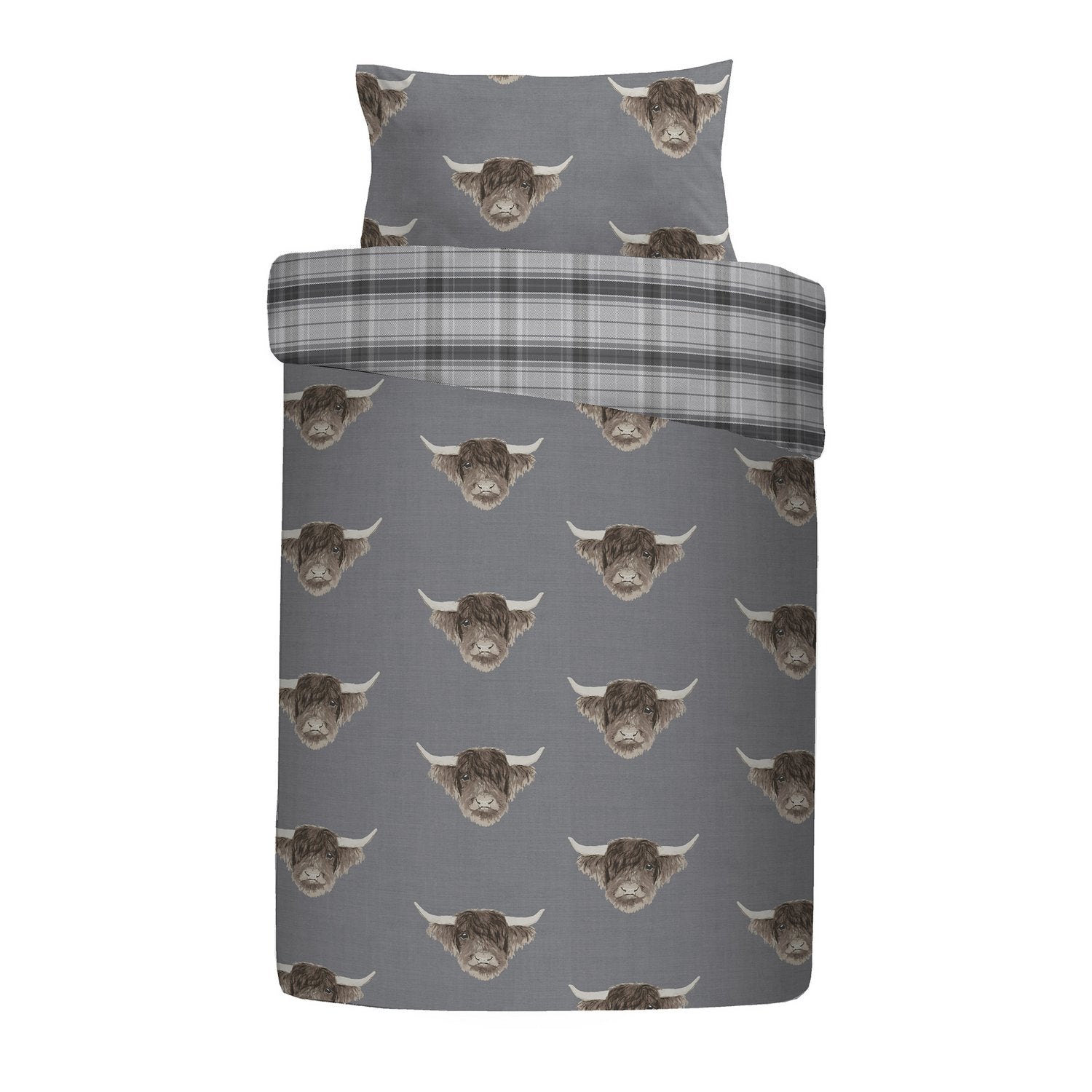 Highland Cow Grey Duvet Set
