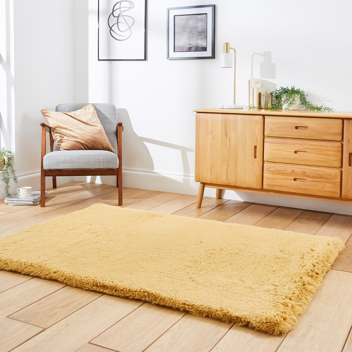 Super Teddy Mustard Yellow Shaggy Rug