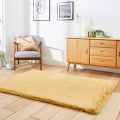 Super Teddy Mustard Yellow Shaggy Rug