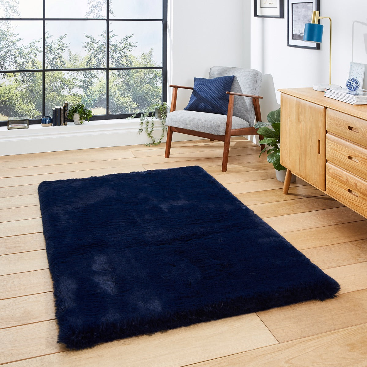 Super Teddy Navy Blue Shaggy Rug